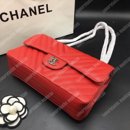 Chanel Classic Medium Handbag Red - Image 7