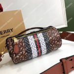 Burberry The Monogram Stripe E-canvas And Leather Barrel Bag Bridle Brown