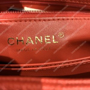 Chanel Flap Bag With Top Handle Orange - Image 7