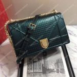 Diorama Green-Toned Metallic Calfskin Flap Bag