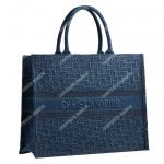 Dior Small Blue Dior Oblique Embroidered Denim Dior Book Tote