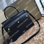 Burberry Small Leather Title Bag With Pocket Detail Black