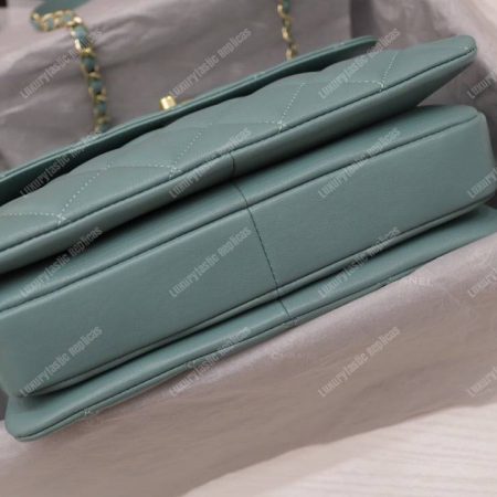 Chanel Small Flap Bag With Top Handle Light Blue-Gold - Image 7