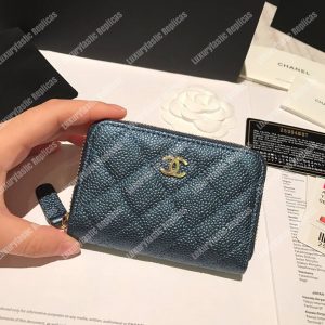 Chanel Classic Zipped Coin Purse Iridescent Turquoise - Image 4