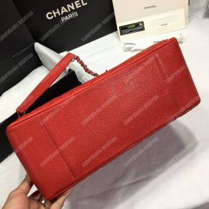Chanel Large Shopping Tote Silver Tone Red - Image 6