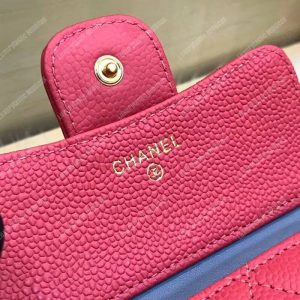 Chanel Classic Small Flap Wallet Red Blue Interior - Image 5