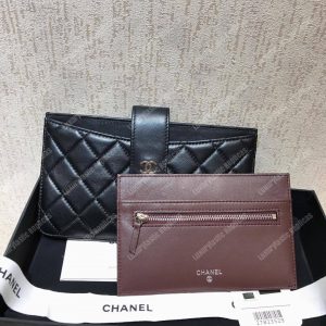 Chanel Classic Pouch Lambskin Leather Silver Tone Black - Image 9