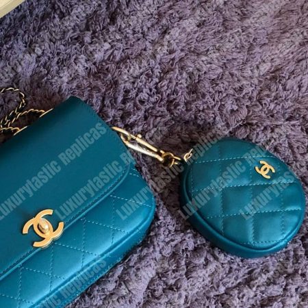 Chanel Flap Bag & Coin Purse Blue - Image 5