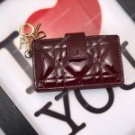 Lady Dior Calfskin Card Holder Burgundy