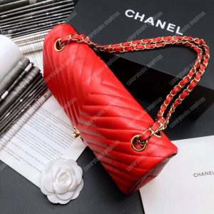 Chanel Classic Medium Handbag Red - Image 5