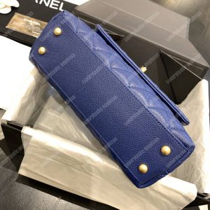 Chanel Flap Bag With Top Handle Caviar Leather Blue - Image 5