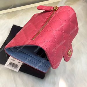 Chanel Classic Small Flap Wallet Red Blue Interior - Image 3