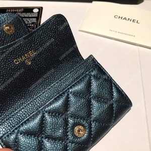 Chanel Classic Card Holder Grained Calfskin Iridescent Turquoise - Image 7