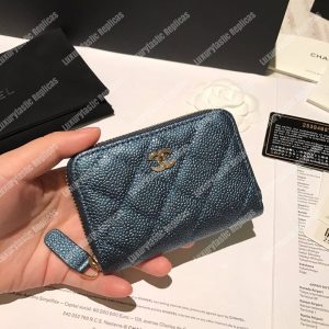 Chanel Classic Zipped Coin Purse Iridescent Turquoise - Image 6