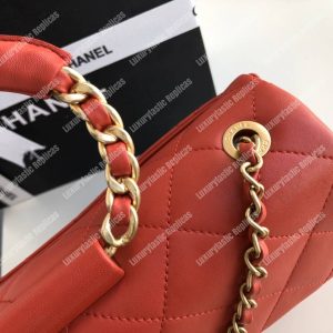 Chanel Lambskin Flap Bag Red - Image 9