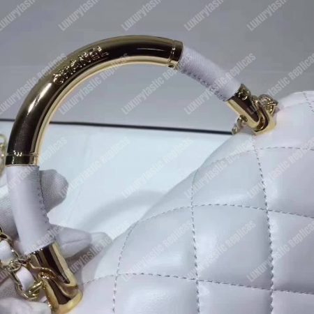 Chanel Small Flap Bag With Top Handle White - Image 6