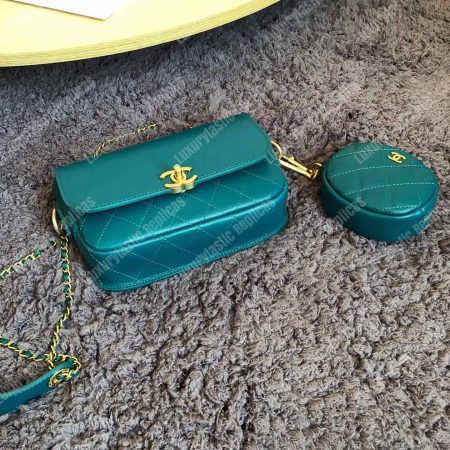 Chanel Flap Bag & Coin Purse Blue - Image 6