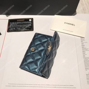 Chanel Classic Card Holder Grained Calfskin Iridescent Turquoise - Image 6