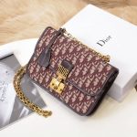 Dior Addict Flap Bag Burgundy Oblique Canvas With Chain