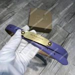 Burberry Brass Plaque Buckle Embossed Bridle Leather Belt Blue