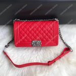 Chanel Boy Medium Handbag Red