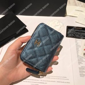 Chanel Classic Zipped Coin Purse Iridescent Turquoise - Image 5