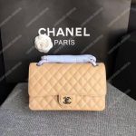 Chanel Medium Classic Handbag Beige Silver-Tone Metal