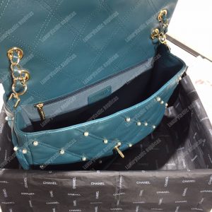 Chanel Flap Bag Iimitation Pearls Blue - Image 9