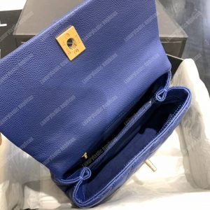 Chanel Flap Bag With Top Handle Caviar Leather Blue - Image 7