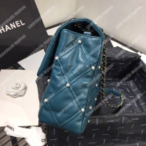 Chanel Flap Bag Iimitation Pearls Blue - Image 7