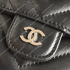 Chanel Classic Long Flap Wallet Chevron Lambskin Black - Image 7