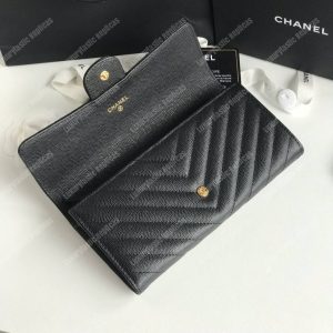 Chanel Classic Long Flap Wallet Gold Tone Black - Image 5