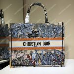 Dior Book Tote Bag In Embroidered Canvas Blue Toile De Jouy Tropicalia