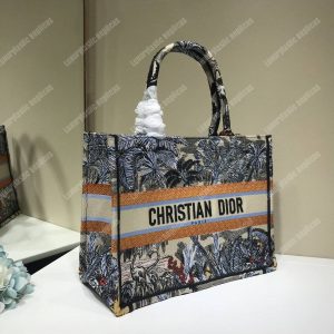 Mini Dior Book Tote Bag In Embroidered Canvas Blue Toile De Jouy Tropicalia - Image 3