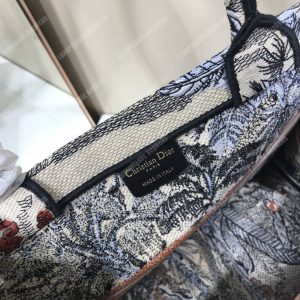 Mini Dior Book Tote Bag In Embroidered Canvas Blue Toile De Jouy Tropicalia - Image 9