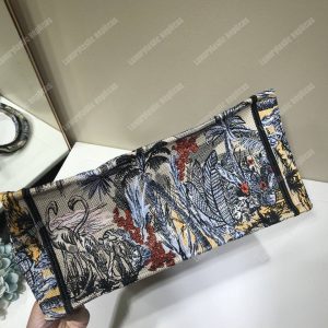 Mini Dior Book Tote Bag In Embroidered Canvas Blue Toile De Jouy Tropicalia - Image 7