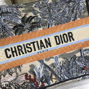 Mini Dior Book Tote Bag In Embroidered Canvas Blue Toile De Jouy Tropicalia - Image 6