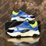 Dior “B22” Sneaker In Yellow Technical Knit And Blue Calfskin