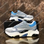 Dior B22 Sneaker In White And Blue Technical Mesh And Gray Calfskin