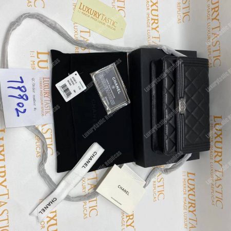 Chanel Le Boy Wallet On Chain – WOC Black Quilted Lambskin Silver-Toned - Image 10