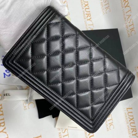 Chanel Le Boy Wallet On Chain – WOC Black Quilted Lambskin Silver-Toned - Image 20