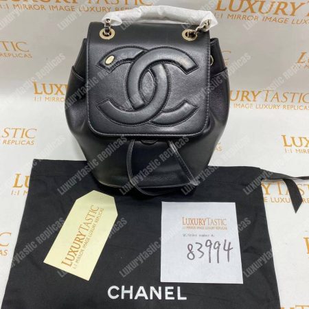 Chanel Lambskin Gold-Tone Metal Backpack Black - Image 9