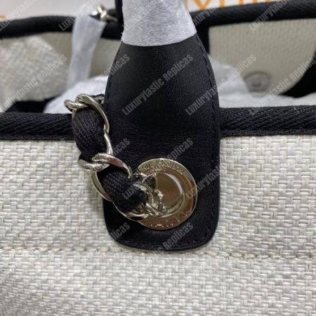 Chanel Deauville Fabric Tote White/Black - Image 10