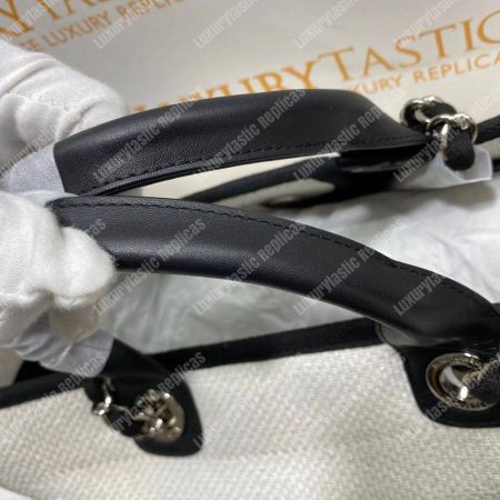 Chanel Deauville Fabric Tote White/Black - Image 11