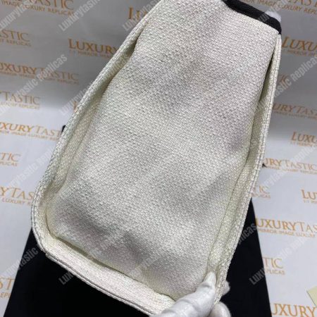 Chanel Deauville Fabric Tote White/Black - Image 13