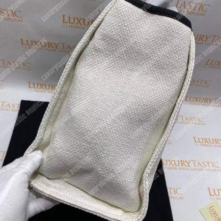 Chanel Deauville Fabric Tote White/Black - Image 14