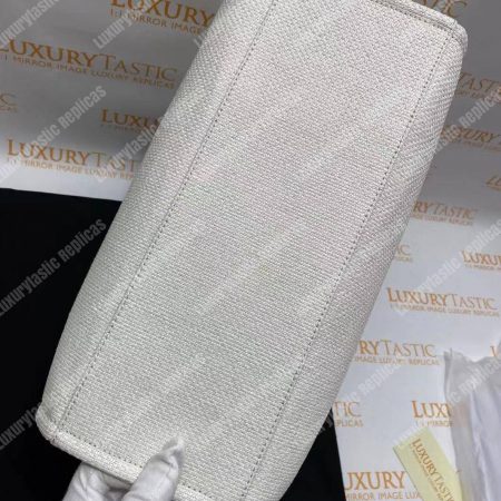 Chanel Deauville Fabric Tote White/Black - Image 15