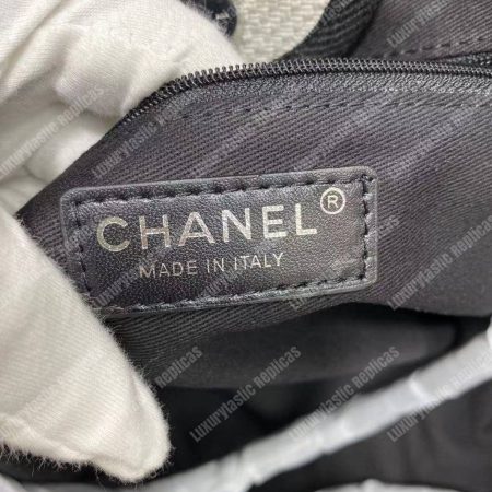 Chanel Deauville Fabric Tote White/Black - Image 18