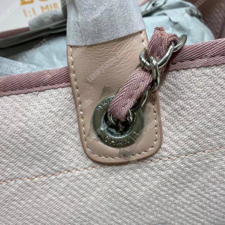 Chanel Deauville Fabric Tote Rose Pink/White - Image 20