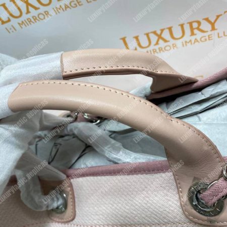 Chanel Deauville Fabric Tote Rose Pink/White - Image 11